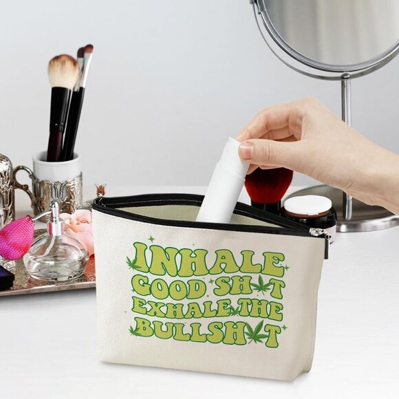 Funny Weed Makeup Bag Weed Gifts Weed Accessories Green Leaves Decor Christmas B - Picture 2 of 5
